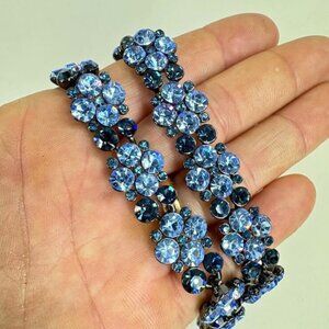 Givenchy Vintage Blue Crystal Cluster Necklace & Bracelet Set